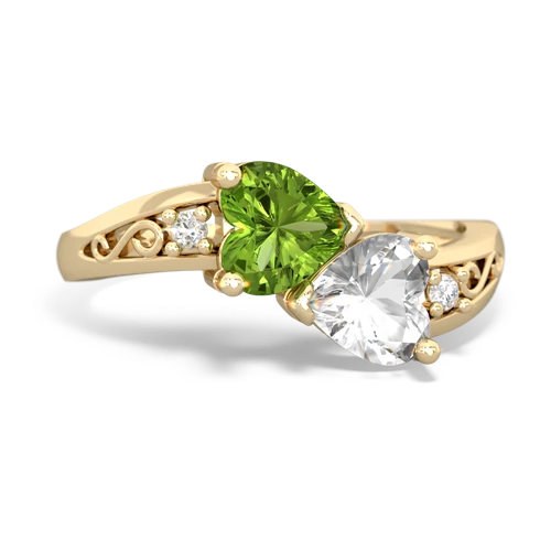 peridot-white topaz filligree ring