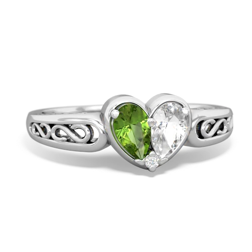 peridot-white topaz filligree ring