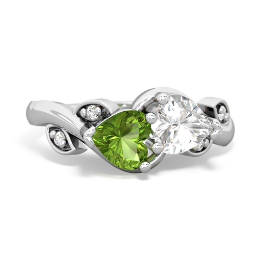 peridot-white topaz floral keepsake ring