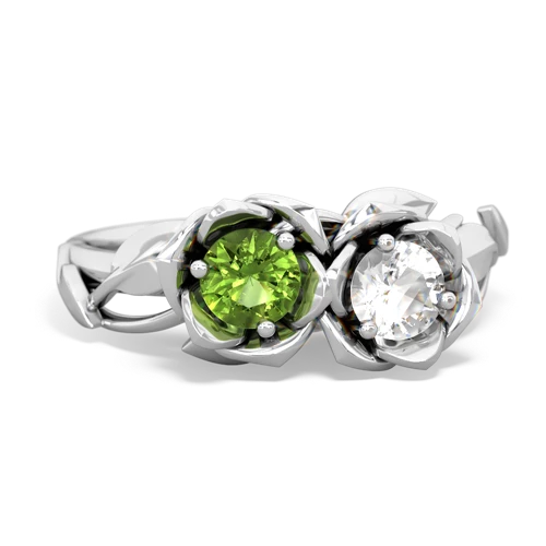 peridot-white topaz roses ring