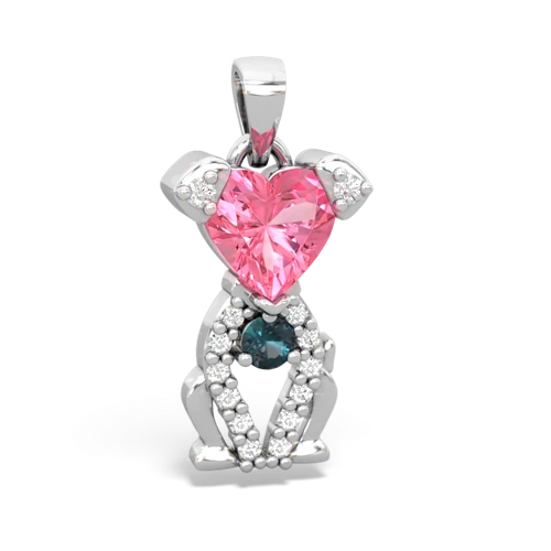 pink sapphire-alexandrite birthstone puppy pendant