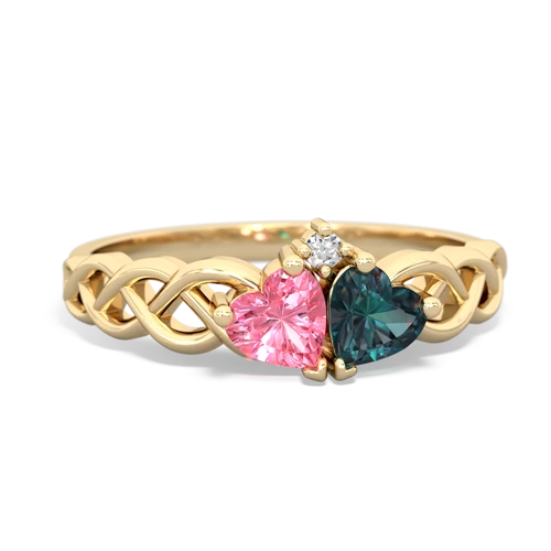 pink sapphire-alexandrite celtic braid ring