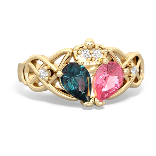 pink sapphire-alexandrite claddagh ring