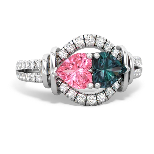 pink sapphire-alexandrite pave keepsake ring