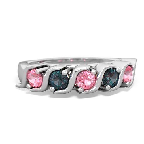 pink sapphire-alexandrite timeless ring