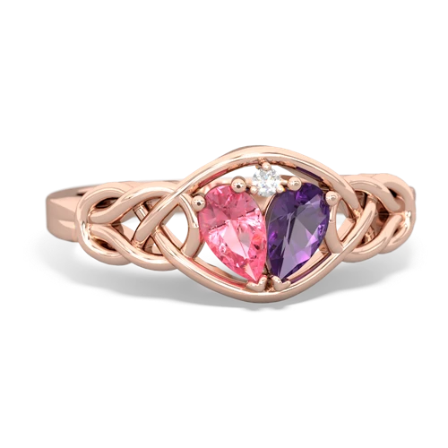 pink sapphire-amethyst celtic knot ring