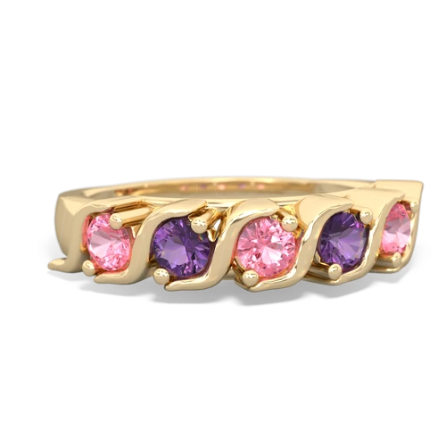 pink sapphire-amethyst timeless ring