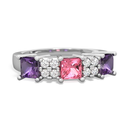 pink sapphire-amethyst timeless ring