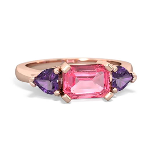 pink sapphire-amethyst timeless ring