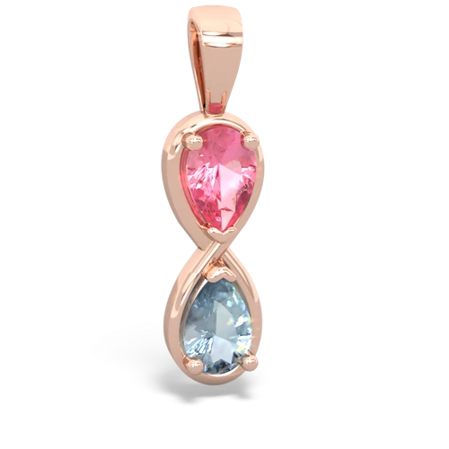 pink sapphire-aquamarine infinity pendant