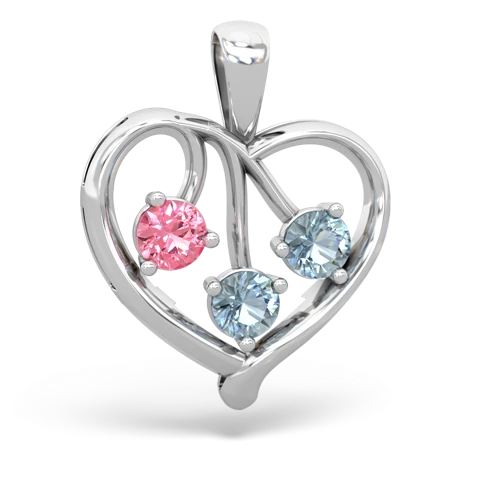 pink sapphire-aquamarine love heart pendant