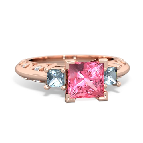 pink sapphire-aquamarine engagement ring