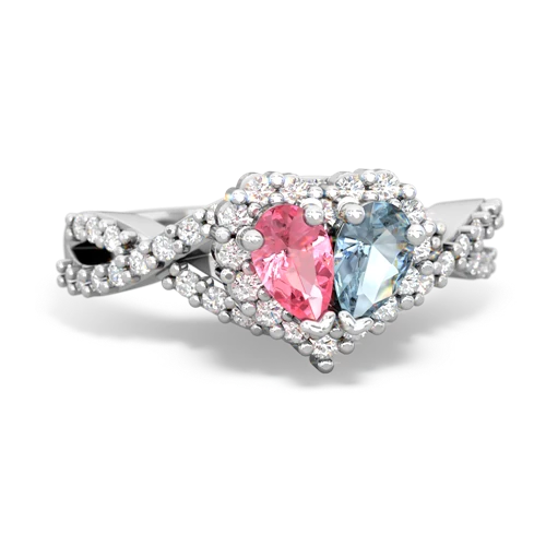 pink sapphire-aquamarine engagement ring