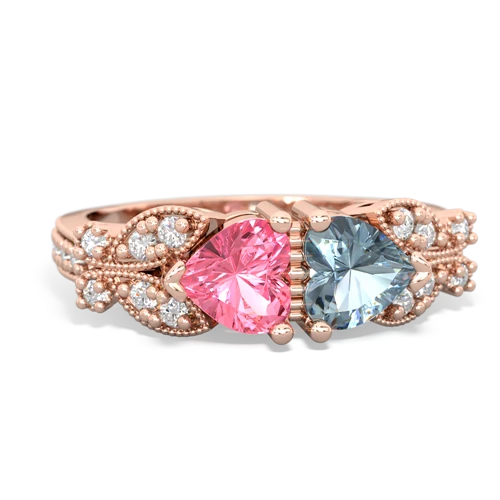 pink sapphire-aquamarine keepsake butterfly ring