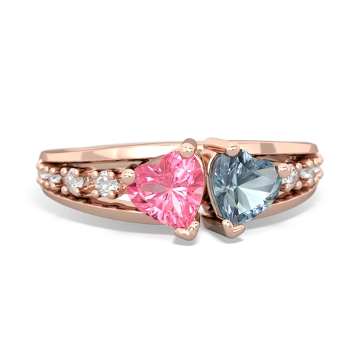 pink sapphire-aquamarine modern ring