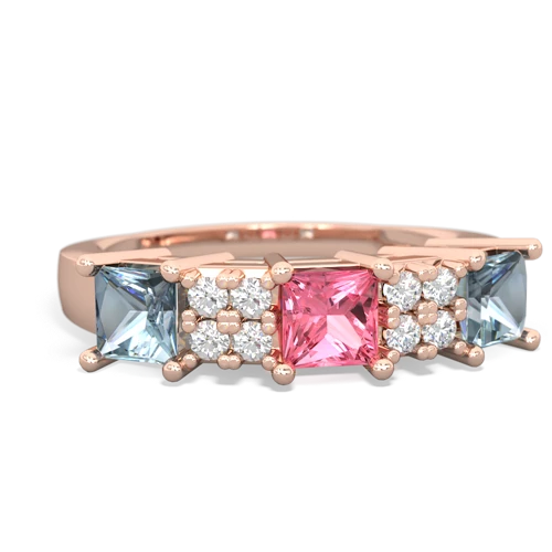 pink sapphire-aquamarine timeless ring