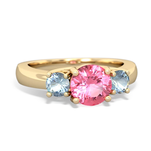 pink sapphire-aquamarine timeless ring