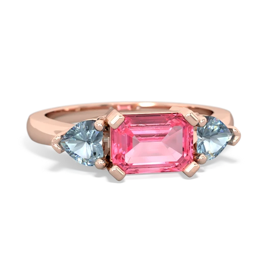 pink sapphire-aquamarine timeless ring