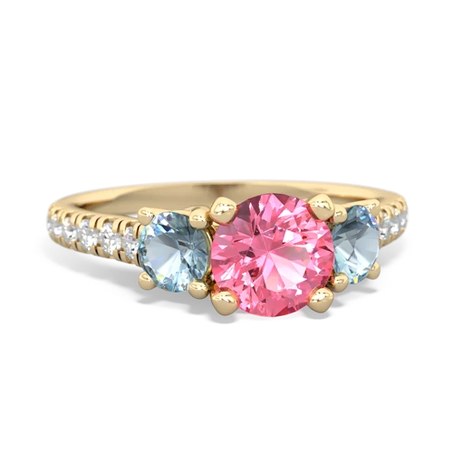 pink sapphire-aquamarine trellis pave ring