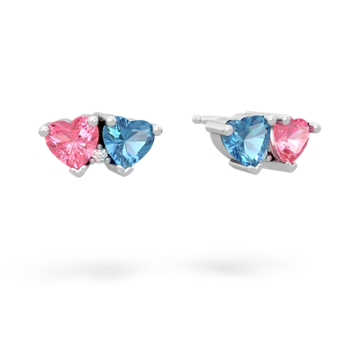 pink sapphire-blue topaz  earrings