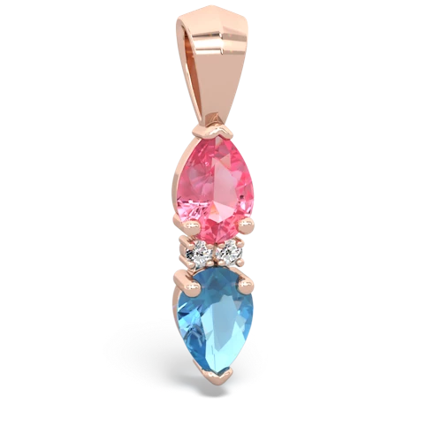 pink sapphire-blue topaz bowtie pendant