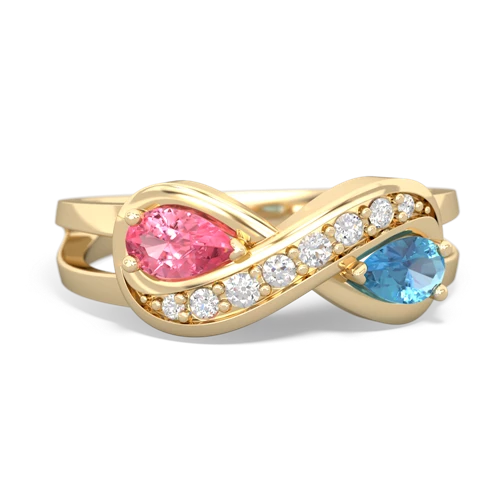 pink sapphire-blue topaz diamond infinity ring