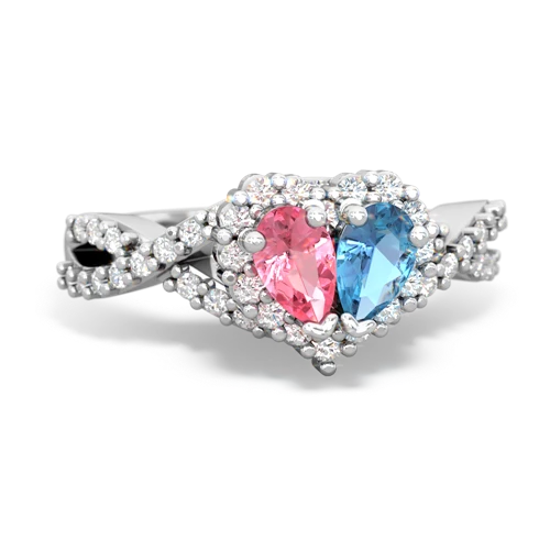 pink sapphire-blue topaz engagement ring