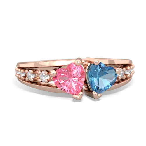 pink sapphire-blue topaz modern ring