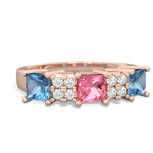 pink sapphire-blue topaz timeless ring