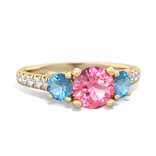 pink sapphire-blue topaz trellis pave ring