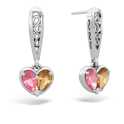 pink sapphire-citrine filligree earrings