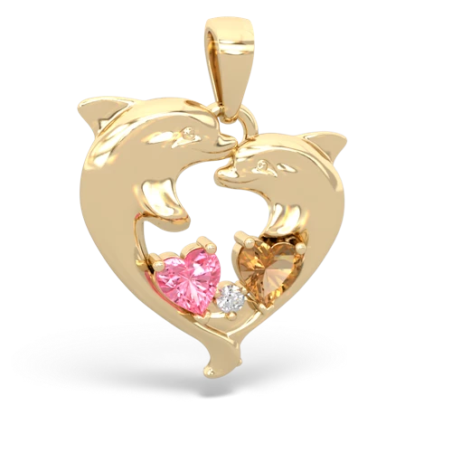 pink sapphire-citrine dolphins pendant