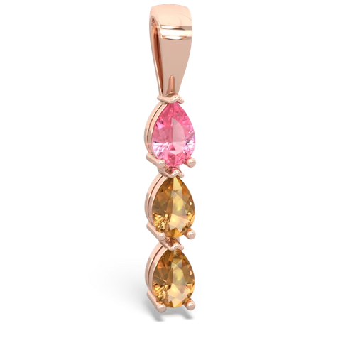 pink sapphire-citrine three stone pendant