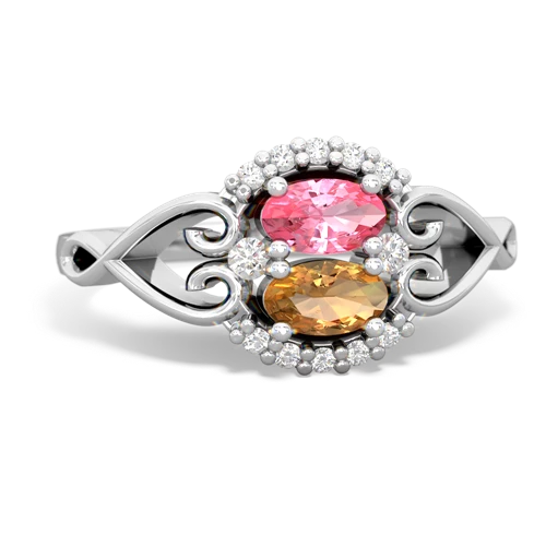 pink sapphire-citrine antique keepsake ring