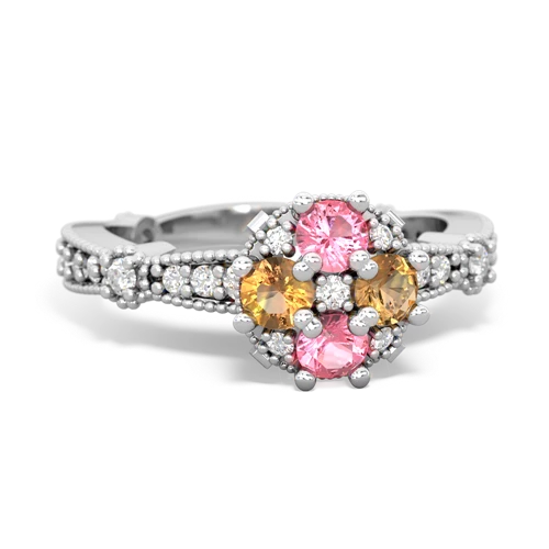 pink sapphire-citrine art deco engagement ring