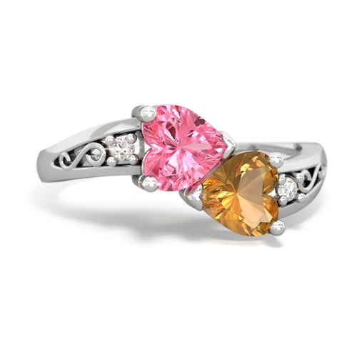 pink sapphire-citrine filligree ring