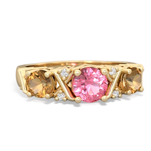 pink sapphire-citrine timeless ring