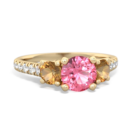 pink sapphire-citrine trellis pave ring