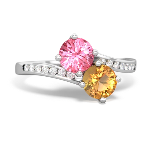 pink sapphire-citrine two stone channel ring