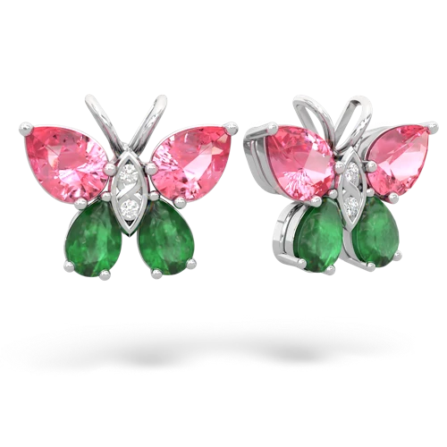 pink sapphire-emerald butterfly earrings