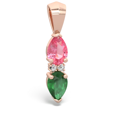pink sapphire-emerald bowtie pendant