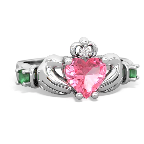 pink sapphire-emerald claddagh ring