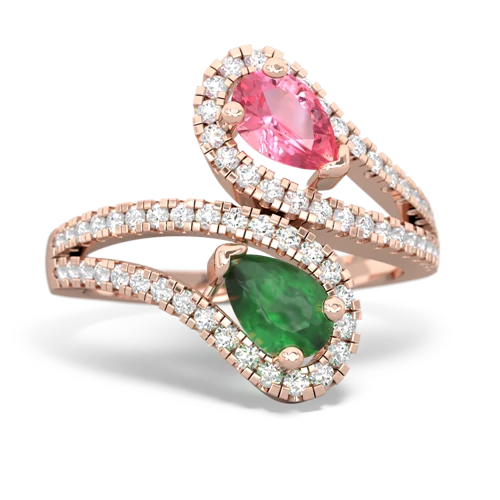 pink sapphire-emerald pave swirls ring