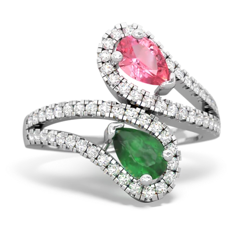 pink sapphire-emerald pave swirls ring