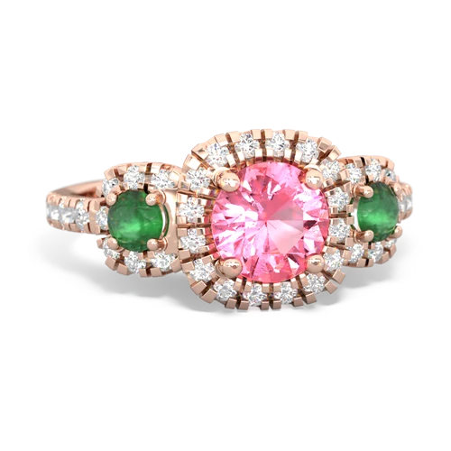 pink sapphire-emerald three stone regal ring