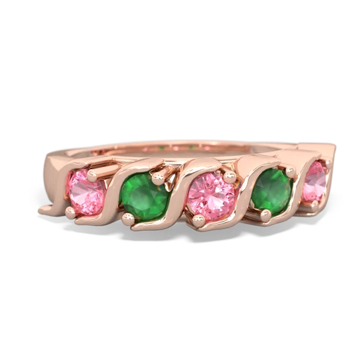 pink sapphire-emerald timeless ring