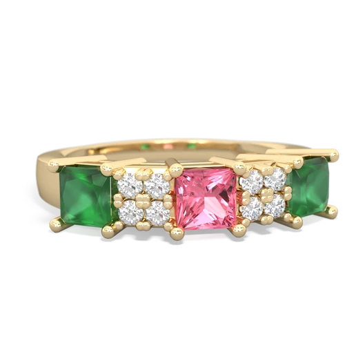 pink sapphire-emerald timeless ring