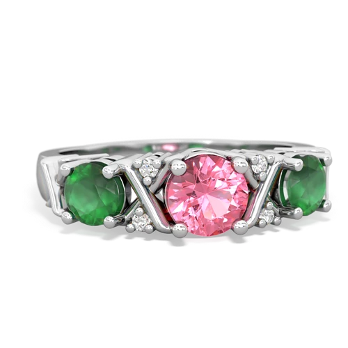 pink sapphire-emerald timeless ring