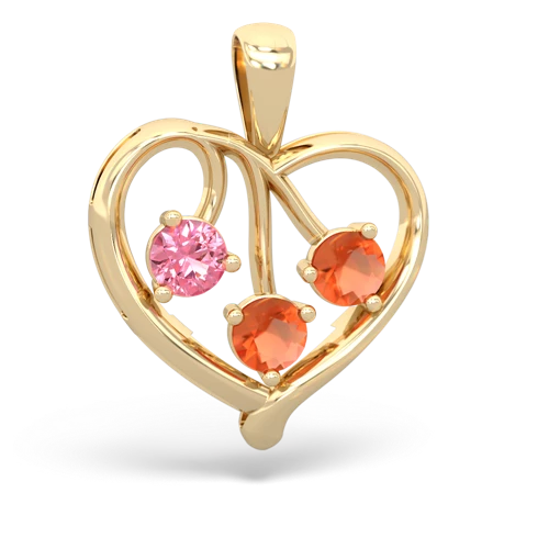 pink sapphire-fire opal love heart pendant