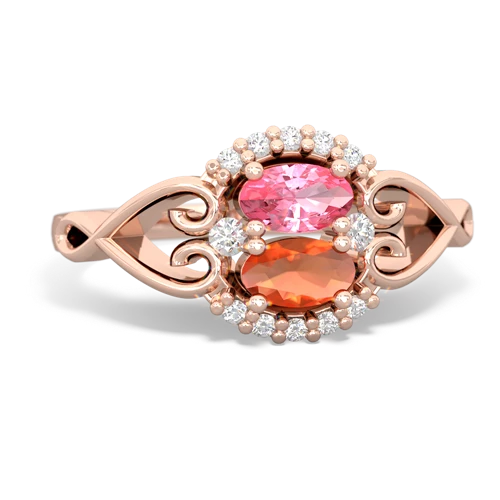 pink sapphire-fire opal antique keepsake ring